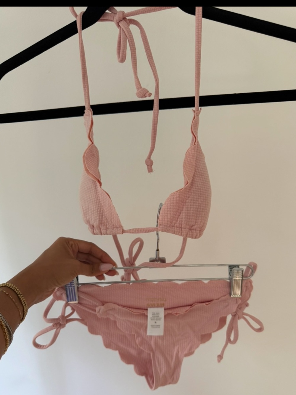 Marysia Swim Blush Pink Ribbed Scalloped Triangle Bikini